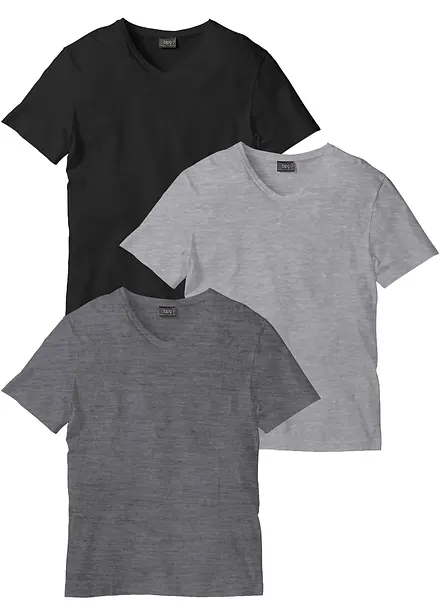 T-shirt met V-hals (set van 3)