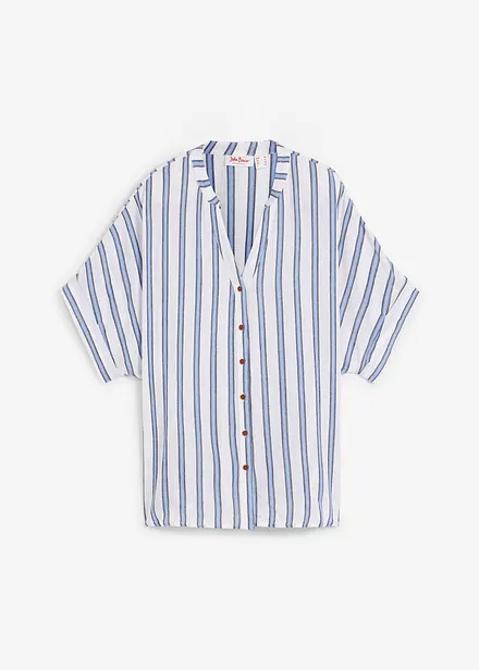 Crinkle blouse van soepele viscose, korte mouw