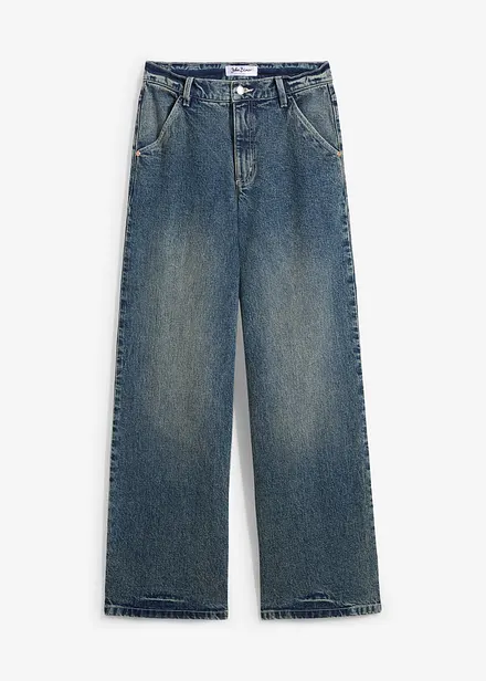 Wide leg jeans met high waist, low stretch