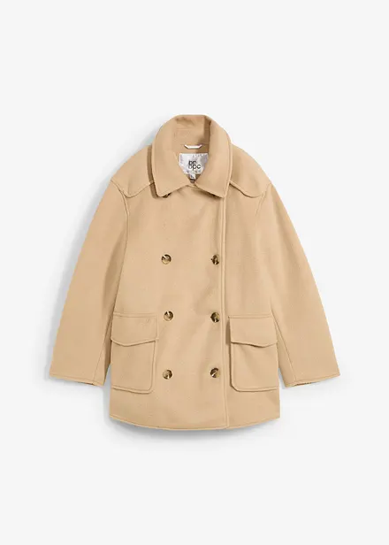 Lange peacoat in wollen look