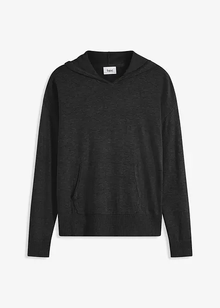 Gebreide hoodie met kangoeroezak van viscosemix