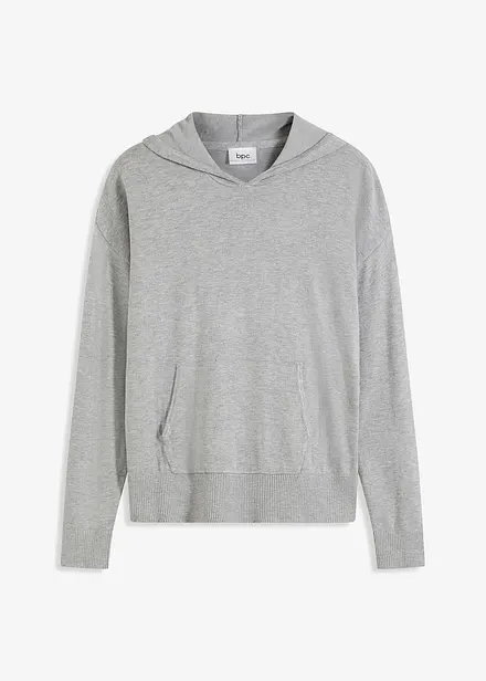 Gebreide hoodie met kangoeroezak van viscosemix