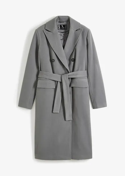 Korte coat in wollen look met dubbele knopen