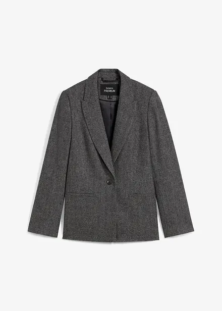 Wollen blazer met visgraatpatroon
