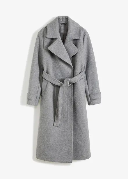 Lange jas in wollen look