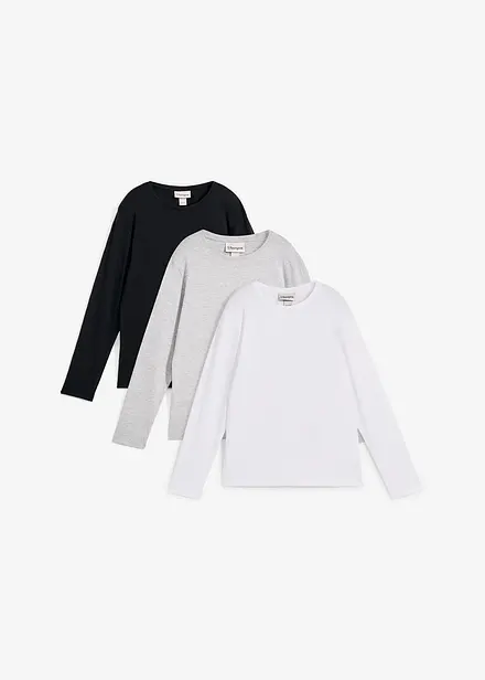 Shirt met lange mouwen van biologisch katoen (set van 3)