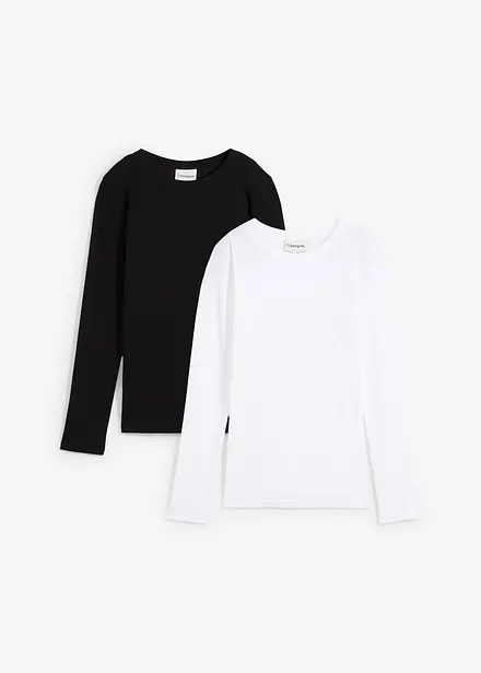 Geribd shirt met biologisch katoen (set van 2)