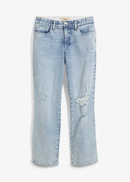 Straight jeans, mid waist, cropped