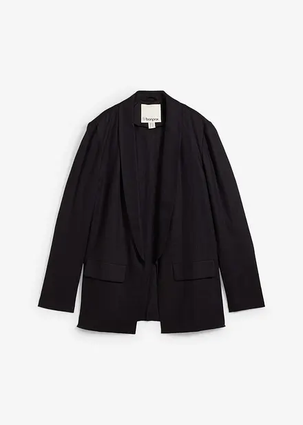 Wijde blazer in een mix van linnen en viscose