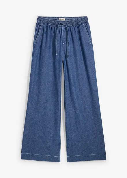 Wide leg jeans mid waist met comfortband