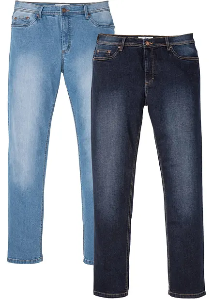 Regular fit stretch jeans, straight (set van 2)