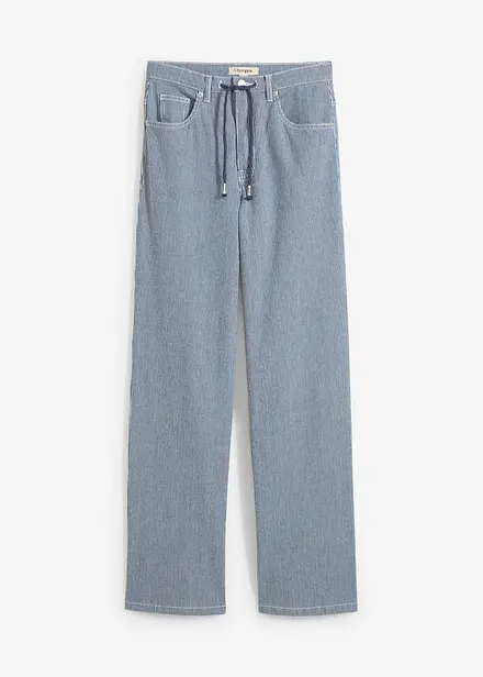 Straight jeans, high waist, gestreept