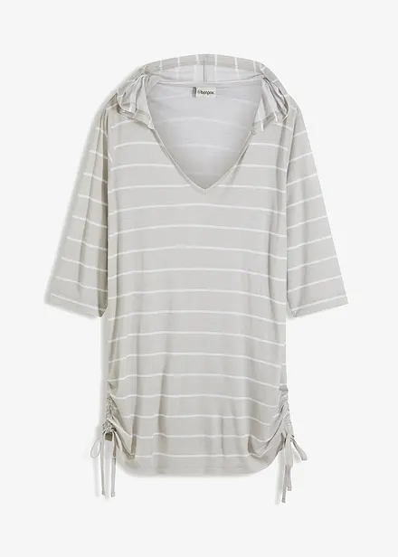 Lang strandshirt met capuchon van viscose