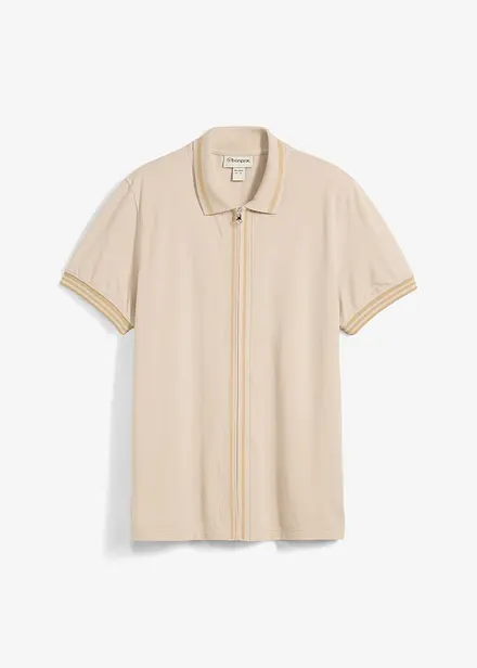 Piqué poloshirt met ritssluiting van katoen