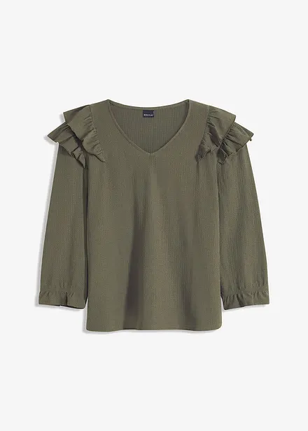 Shirt met structuur en volants