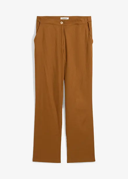 High waist broek van een linnen-viscosemix