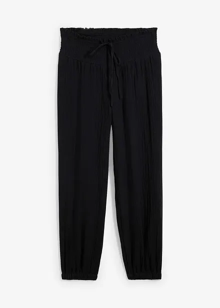 Mousseline broek met gesmokte band