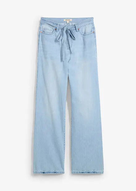 Wide leg jeans mid waist, riem