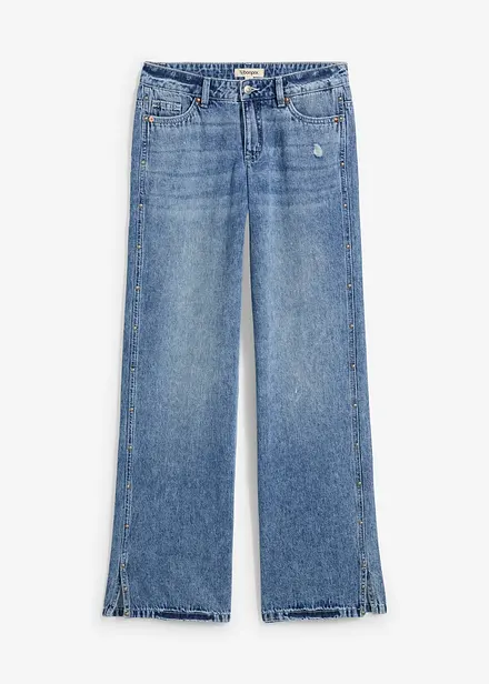 Loose straight jeans mid waist, low stretch