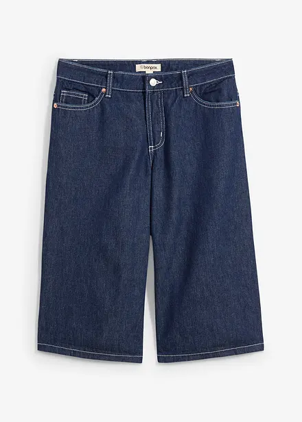 Jeans bermuda mid waist, low stretch