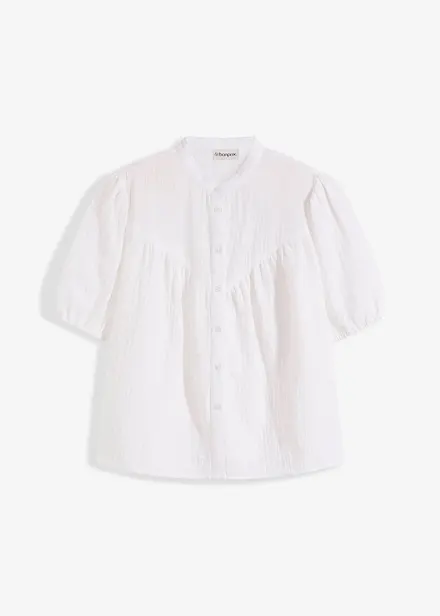 Mousseline blouse met korte mouwen