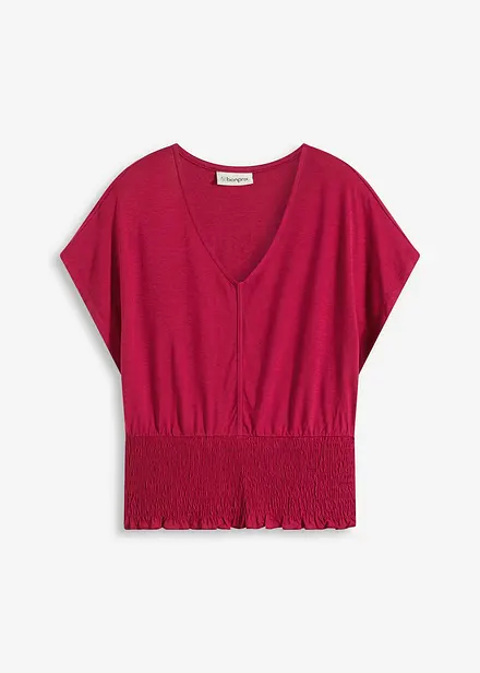 Shirt met gesmokte zoom