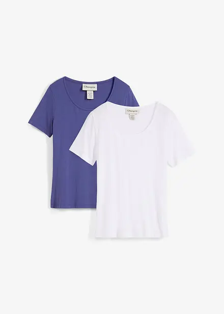 T-shirt van soepele viscose (set van 2)