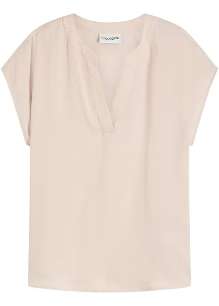 Blouse van soepel satijn met oversized schouders