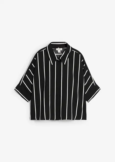 Blouse met korte mouwen van gestructureerde crêpe