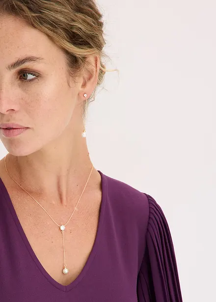 Ketting + oorstekers (3-dlg. sieradenset)