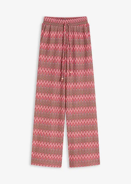 Zachte jersey broek in gehaakte look