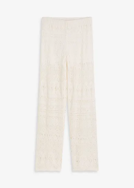 Slip-on broek met met gebreid ajour-patroon