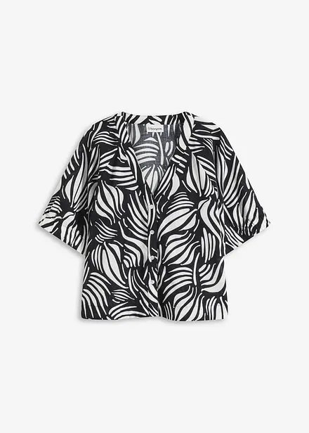 Blouse met korte mouwen in linnenlook