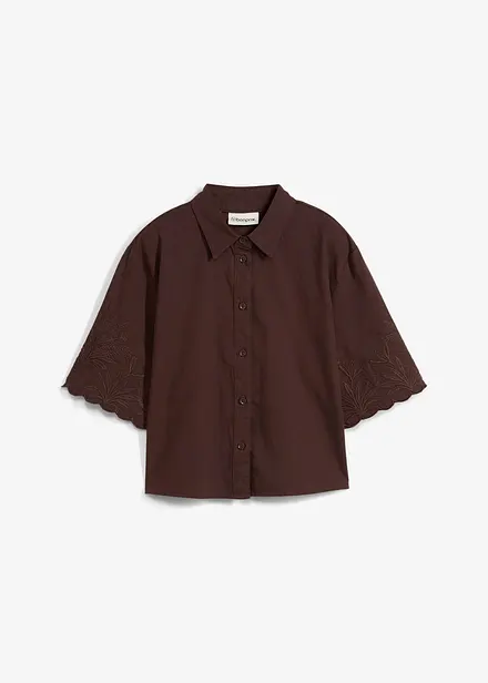Cropped overhemdblouse met zijde