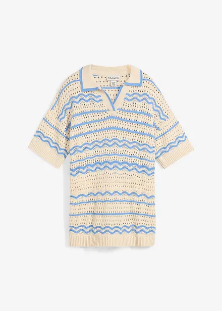 Gebreid shirt van een luchtige katoen-linnenmix