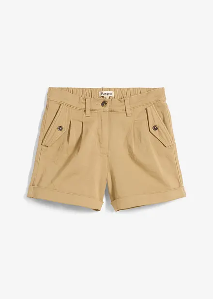 Twill short met hoge tailleband