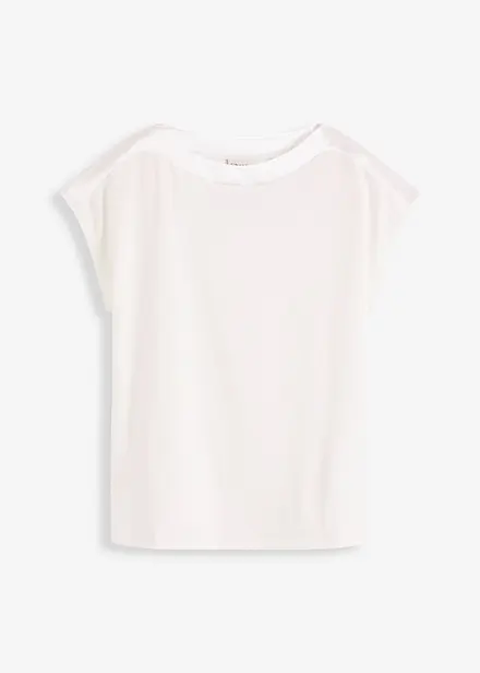 Shirt met passen van satijn