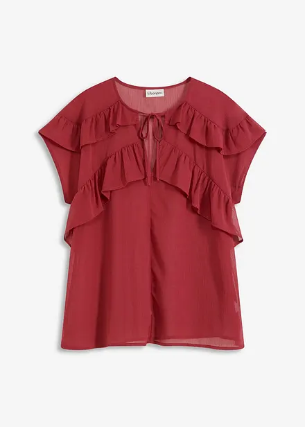 Blouse van chiffon met volants