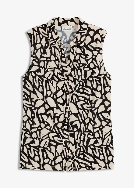 Mouwloos poloshirt met rimpels