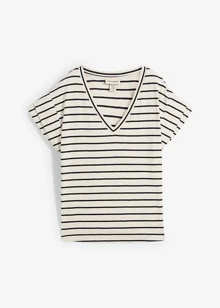 Gestreepte shirt met volantmouwen
