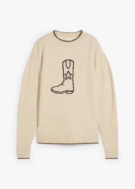 Fijn gebreide trui met oversized schouders