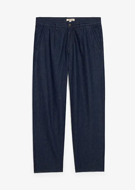 Loose fit jeans met bandplooien, straight