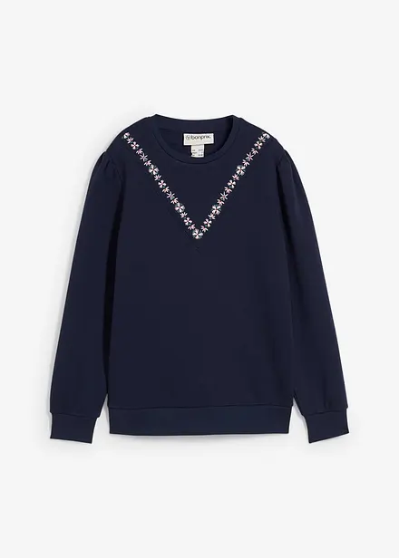 Sweater met borduursel van katoenmix