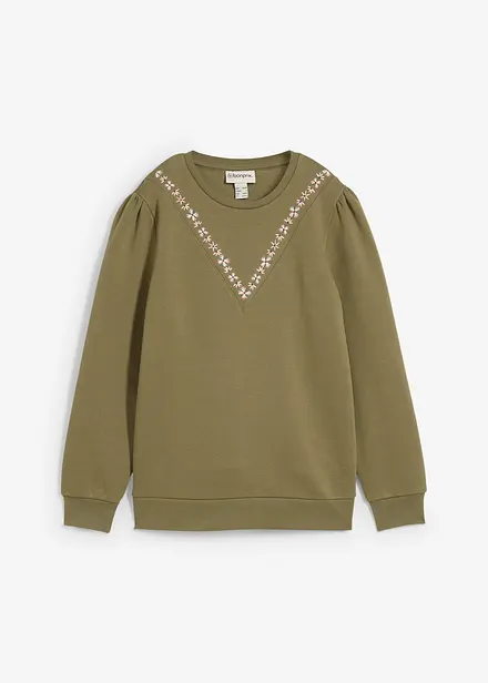 Sweater met borduursel van katoenmix