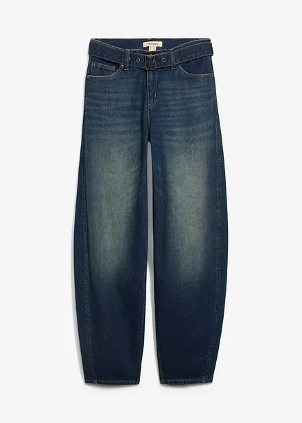 Barrel jeans mid waist met riem