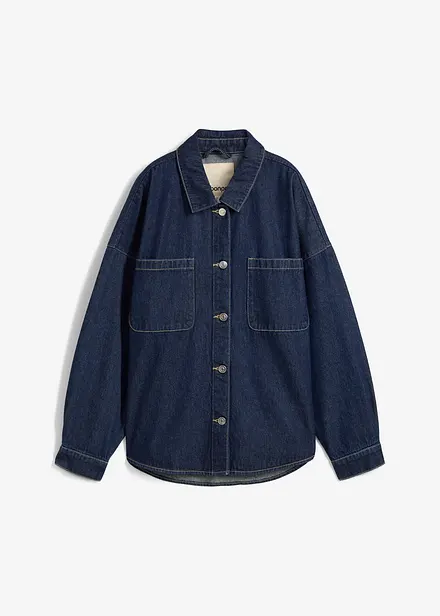 Oversized denim shacket van biologisch katoen
