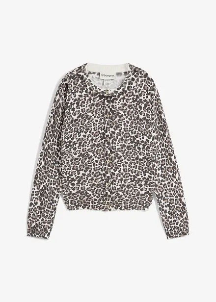 Fijn gebreid vest met luipaardprint