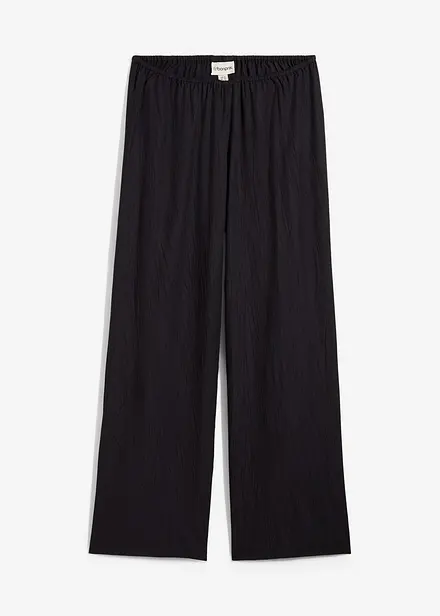 Slip-on broek van viscosemix met structuur