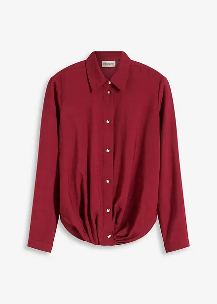 Blouse van gestructureerd materiaal met wikkeldetail