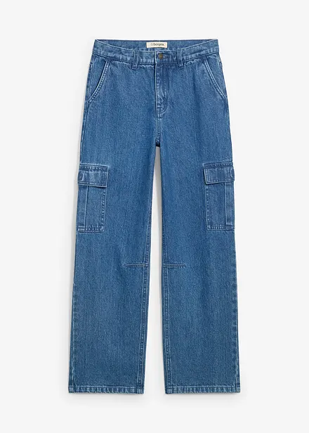 Loose fit cargo jeans met verstelbare band, straight
